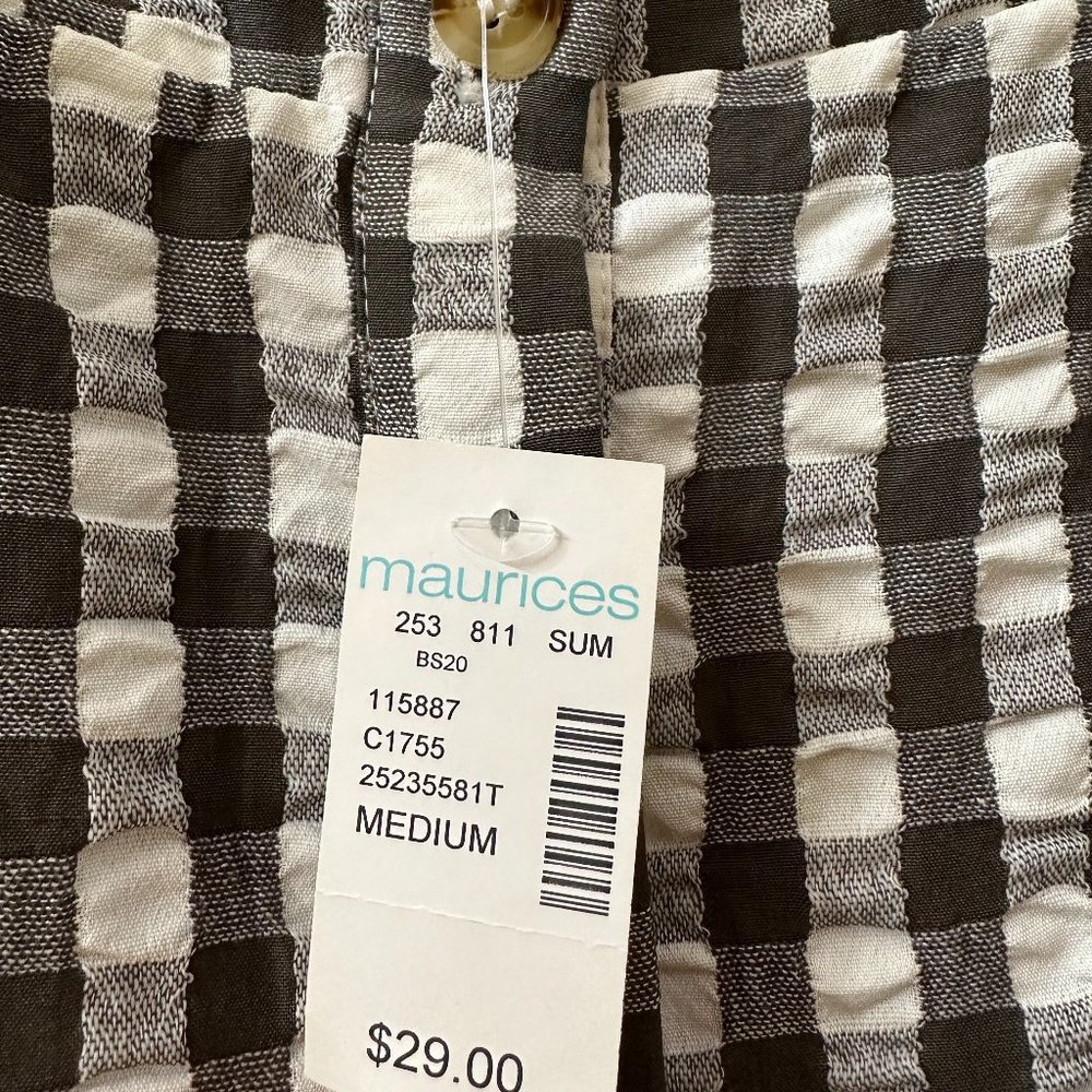 Gray Checkered Button-Up Top - Picture 3 of 4